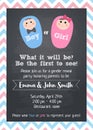 Boy or Girl? Gender reveal party invitation card vector design